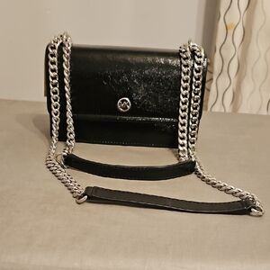 Michael Kors Black Crossbody Bag with Silver Chain